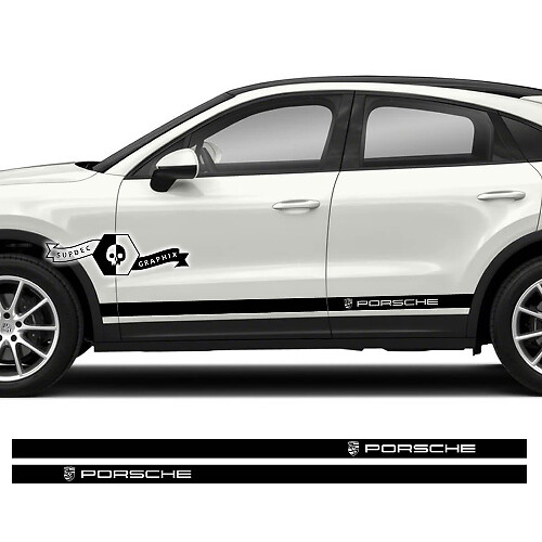2x Porsche 2023 Porsche Cayenne Rocker Panel Side Solid Stripes Deuren Decal Stickers
