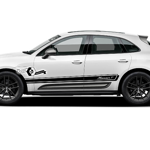 2x Porsche 2023 Porsche Macan T Side Trim Stripes Doors Decal Stickers
