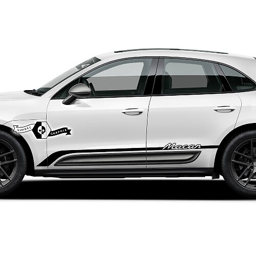 2x Porsche 2023 Porsche Macan T Side Line Stripes Doors Decal Stickers
