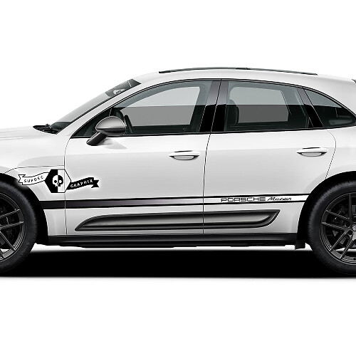 2x Porsche 2023 Porsche Macan T Side Bed Stripes Doors Decal Stickers Gradiëntkleur
