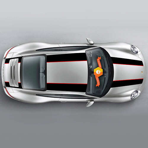 Set strepen grafische stickers voor voorgevormde R-strepen over de bovenkant voor Porsche Carrera
