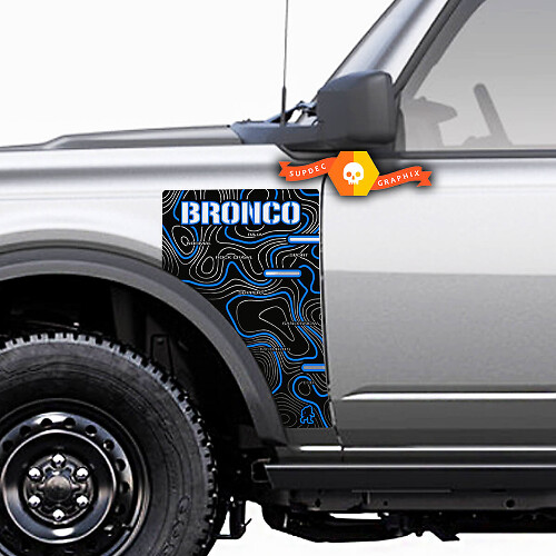 Paar Ford Bronco Badlands zijstijl zijpaneel Сontour kaart vinyl sticker sticker graphics 2 kleuren
