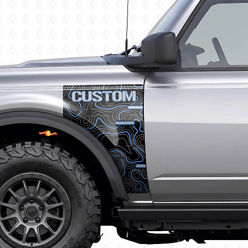 Topografische Kaart Spatbord Vinyl Decal voor Musclecar Paard Badlands_1
