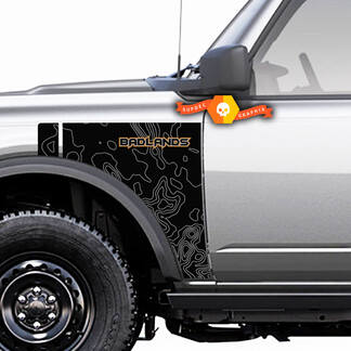 Paar Ford Bronco Badlands zijstijl zijpaneel Сontour kaart logo vinyl sticker sticker graphics 2 kleuren
