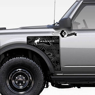 Paar Ford Bronco Badlands zijstijl zijpaneel Сontour kaart vinyl decal sticker graphics
