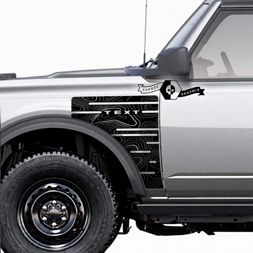Aangepaste Tekst Contourkaart Spatbord Paneel Afwerking Vinyl Sticker Grafieken Set voor Musclecar Horse Badlands