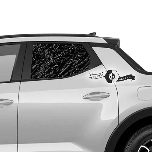 Contourkaart Vinylstickers Achterzijruit voor Hyundai Santa Cruz