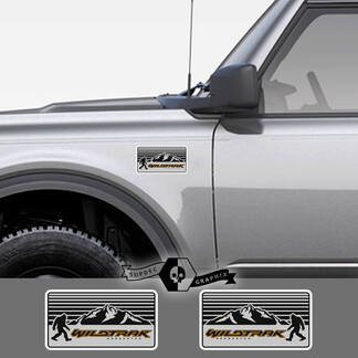 2 Nieuwe Ford Bronco Wildtrak Mountains Decal Vinyl Embleem Sasquatch Logo Grijze Sticker Streep voor Ford Bronco
