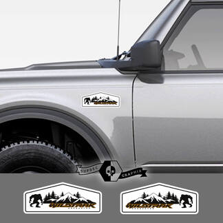 2 Nieuwe Ford Bronco Wildtrak Mountain Decal Vinyl Embleem Sasquatch Witte Sticker Streep voor Ford Bronco
