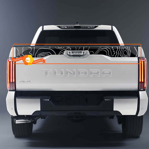 Topografische Kaart Achterklep Vinyl Sticker voor Toyota Tundra 2023