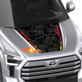 Hood Topografische Kaart TRD 4X4 Off Road Wrap Sticker voor Toyota Tundra Derde generatie XK70 2021 - up Sticker Graphics SupDec Design
