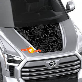 Hood Topografische Kaart TRD 4X4 Off Road Wrap Sticker voor Toyota Tundra Derde generatie XK70 2021 - up Sticker Graphics SupDec Design 3
