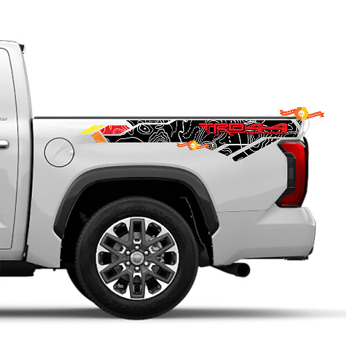 TRD 4x4 Topografische Kaart Bedzijde Vinyl Decal Sticker voor Toyota Tundra XK70 2021-heden