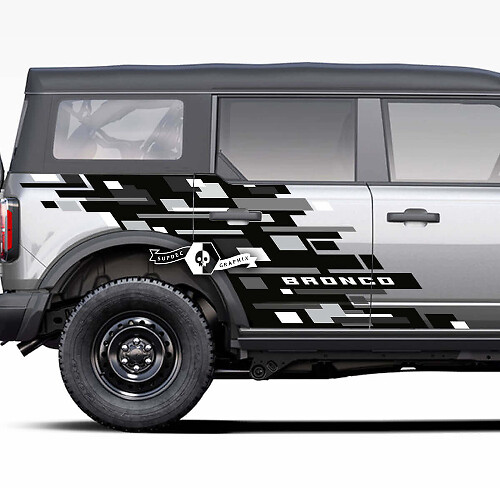Paar Deuren Zijkant Geometrische Grafische Monochrome Splash Decals Stickers voor Ford Bronco 20212022 2023 3 Kleuren
