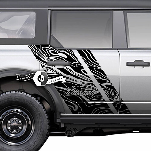 Paar Deuren Side Topografische Kaart Graphics Splash Decals Stickers voor Ford Bronco 20212022 2023
