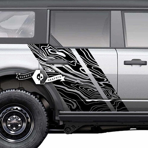 Paar Deuren Side Topografische Kaart Graphics Splash Decals Stickers voor Musclecar horse 20212022 2023
