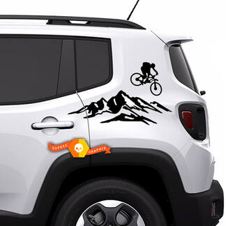 Paar Jeep Renegade vinyl stickers Bed Mountain Fiets Achterkant stickers stickers
