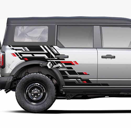 Zijdeur- en achterbakspatbord geometrische splashgrafiek decals stickers 2 voor Ford Bronco