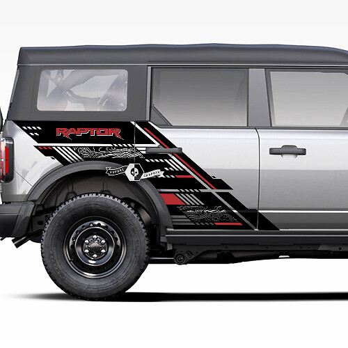 Paar deuren Side Bed Fender Raptor Graphics Splash Decals Stickers 2 kleuren Ford Bronco 20212022 2023
