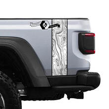Jeep Gladiator JT Rubicon Mojave Topografische kaart Achterkant Stripe Vinyl Graphics
 2