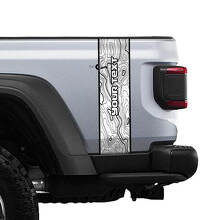 Aangepaste tekst topografische kaart achterzijde streep vinyl graphics voor Jeep Gladiator JT Rubicon Mojave 2