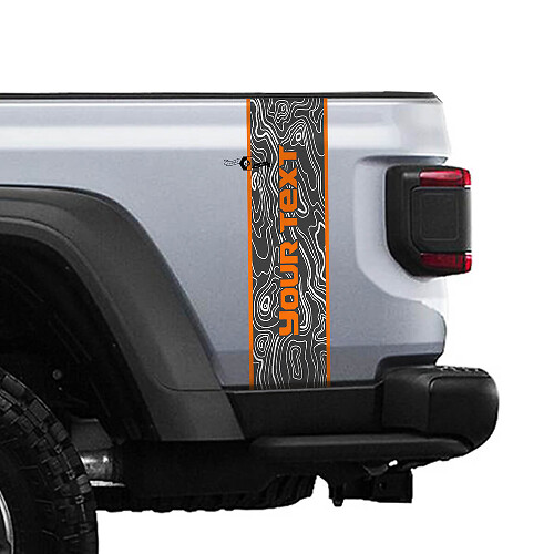 Aangepaste Tekst Topografische Kaart Achterzijde Streep Vinyl Graphics 3 Kleuren voor Jeep Gladiator
