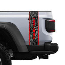 Aangepaste Tekst Topografische Kaart Achterzijde Streep Vinyl Graphics 3 Kleuren voor Jeep Gladiator 2