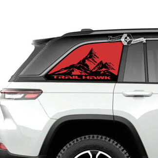 Paar Jeep Grand Cherokee SRT TrackHawk Side Glass Window Mountain Vinyl Decal Graphic
