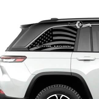 Paar Jeep Grand Cherokee SRT TrackHawk Side Glass Window USA Vlag Logo Vinyl Decal Graphic
