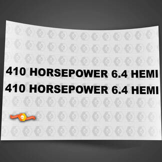 Aangepaste Hemi-motorkapstickers Dodge 410 PAARDENKRACHT 6.4 HEMI
