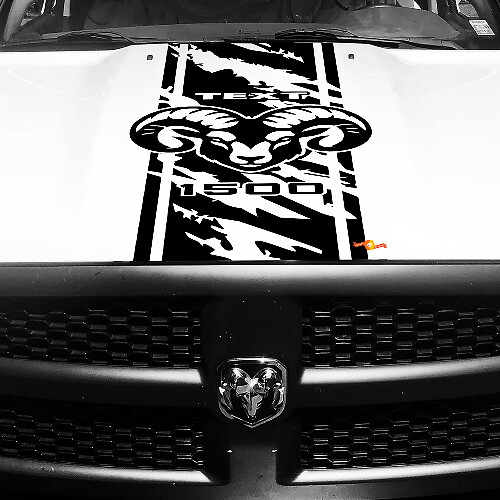 Hemi-logo Aangepaste Versleten Strepen Motorkap Vinyl Decal Sticker voor Dodge Ram 1500