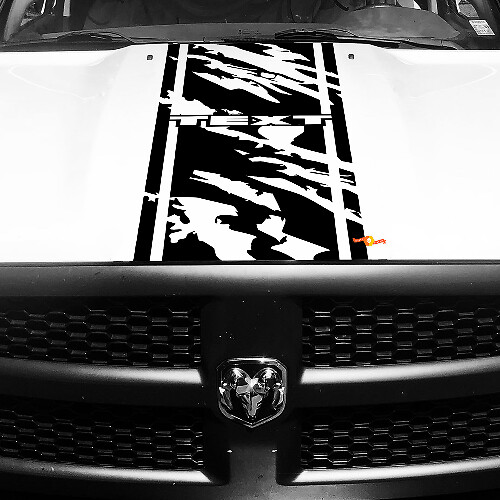 Aangepaste tekst versleten streep motorkap vinyl sticker voor Dodge Ram 1500