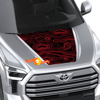 Hood Topografische Kaart TRD 4X4 Off Road Wrap Sticker voor Toyota Tundra 3rd 2021 - up Sticker Graphics SupDec Design

