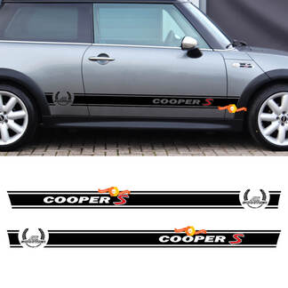 Cooper S AC Schnitzer Vinylsticker met strepen aan de zijkant, passend op Mini COOPER

