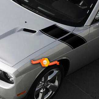 Paar Dodge Challenger Hood Fender Side Stripe Up Trim Racing Stripes Decals voor 2009-2014
