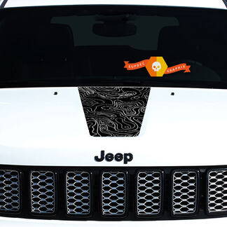2011-2018 Jeep Grand Cherokee Hood grafische sticker Blackout topografische kaart

