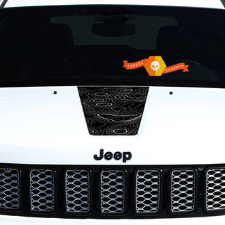 2011-2018 Jeep Grand Cherokee Front Hood Graphic Decal Blackout Topografische kaart Blackout
