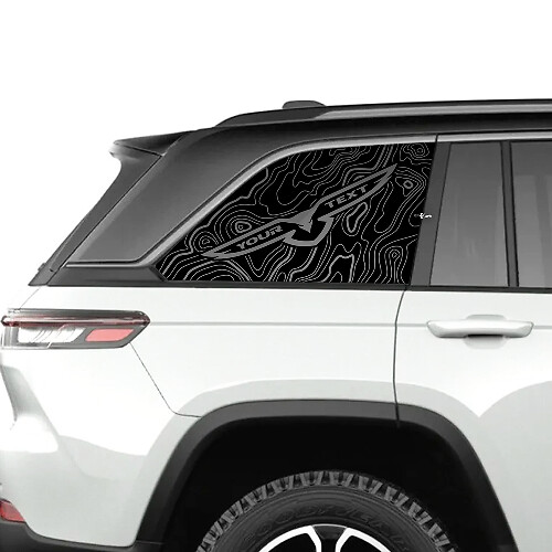 Paar 2023+ Jeep Grand Cherokee Trailhawk Windows grafische sticker sticker Blackout Topografische kaart Blackout
