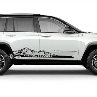 Paar 2023+ Jeep Grand Cherokee Trailhawk Doors Mountains Logo grafische sticker
