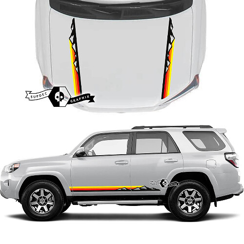 Paar 4Runner 2023 Zijdeur Kap Oude School Zonsondergang Vinyl Bergen Decals Streep Stickers Voor Toyota 4Runner Trd kit
