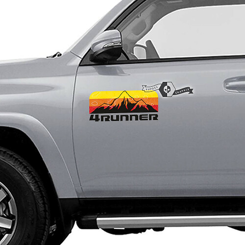 Paar 4Runner 2023 Zijdeuren Old School Sunset Vinyl Mountains Decals Stickers voor Toyota 4Runner TRD
