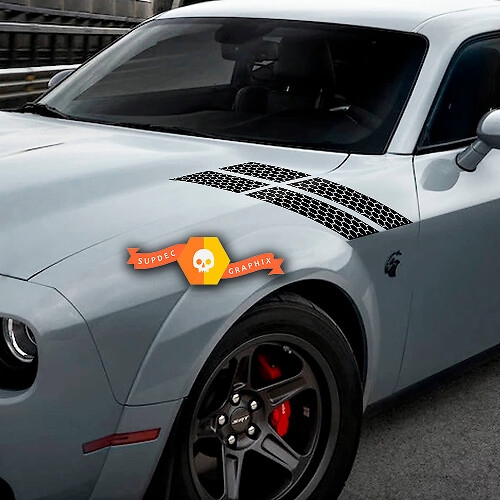 Honeycomb Motorkap Spatbord Hashtag Decals voor Dodge Challenger 2015-2023