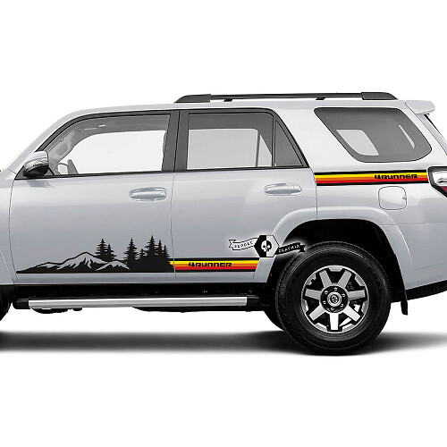 Paar 4Runner 2023 Zijdeur Old School Zonsondergang Vinyl Bergen Bos Decals strip Bed Stickers voor Toyota 4Runner TRD
