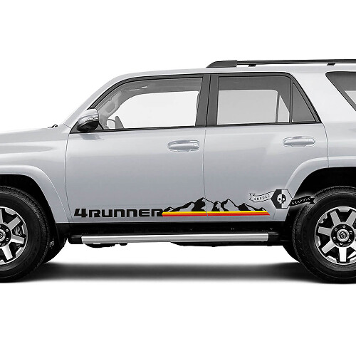 Mountains & Retro Stripes Zijdeur Vinyl Decal Sticker voor Toyota 4Runner 2009-2024