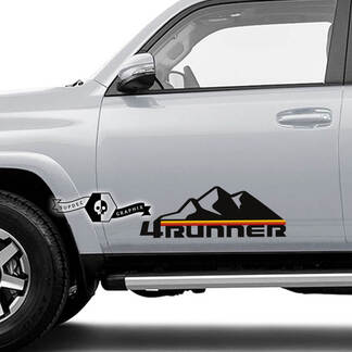 2 x 4Runner 2023 Zijdeuren Vinyl Logo Mountain Decals Stickers voor Toyota 4Runner TRD
