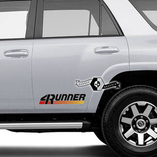 2 x 4Runner 2023 + Deuren Vinyl Logo Sunset Mountain Decals Stickers voor Toyota 4Runner TRD
