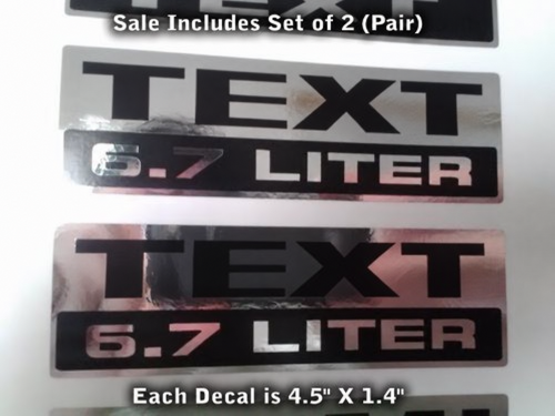 6,7 Liter Custom Text Chrome en Zwarte Stickers - Set