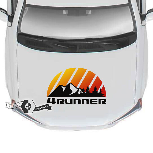 Hood 4Runner 2023 Old School Sunset Vinyl Mountains Forest Decals Stickers voor Toyota 4Runner TRD Kleuren
