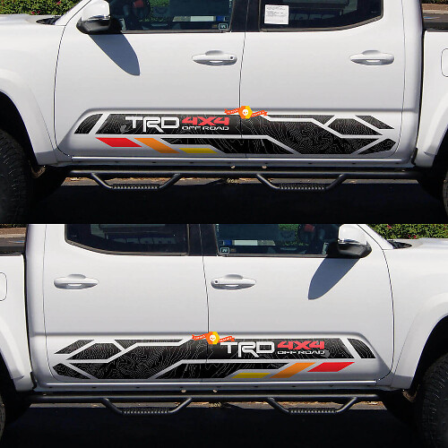 TRD 4x4 Off Road Topografisch Rockerpaneel Vinyl Decal Kit voor Toyota Tacoma Tundra
