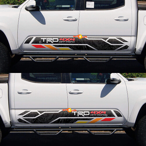 TRD 4x4 Off Road Topografische Zijdeur Vinyl Decal Sticker voor Toyota Tacoma 2005-2020